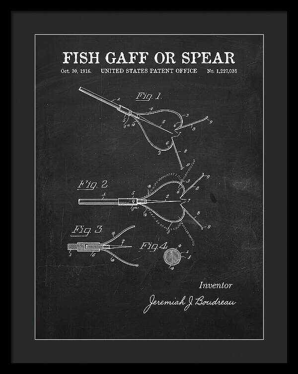 Fish Gaff Or Spear Chalkboard Patent Us1227035a