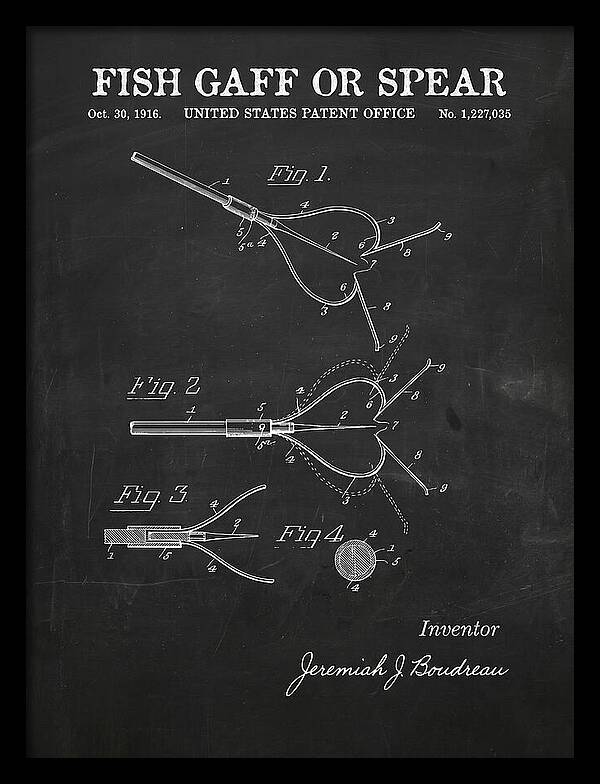 Fish Gaff Or Spear Chalkboard Patent Us1227035a