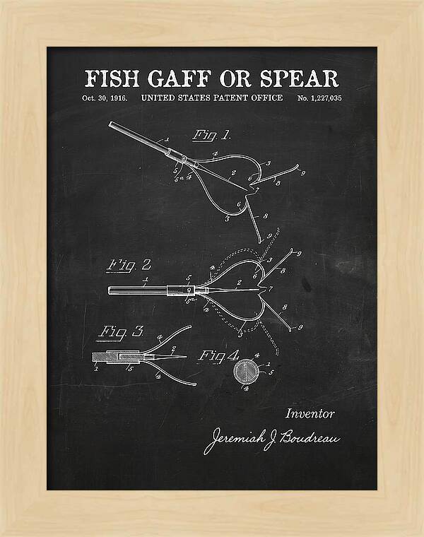 Fish Gaff Or Spear Chalkboard Patent Us1227035a