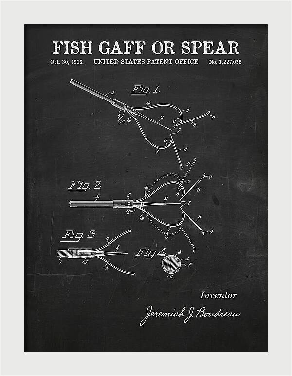 Fish Gaff Or Spear Chalkboard Patent Us1227035a