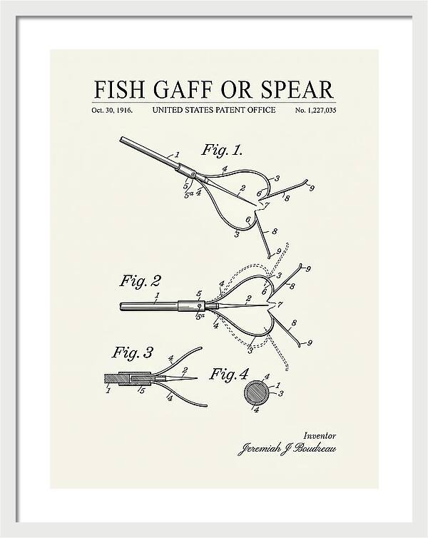 Fish Gaff Or Spear Minimalist Patent Us1227035a
