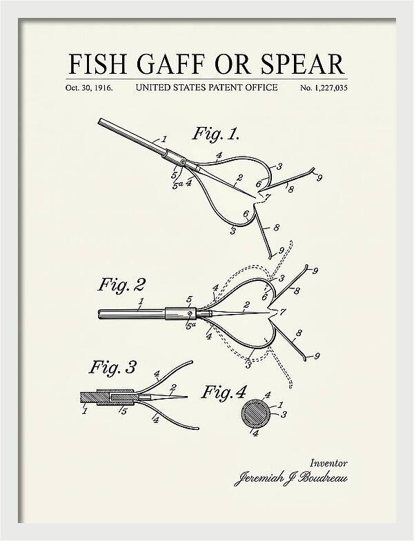 Fish Gaff Or Spear Minimalist Patent Us1227035a