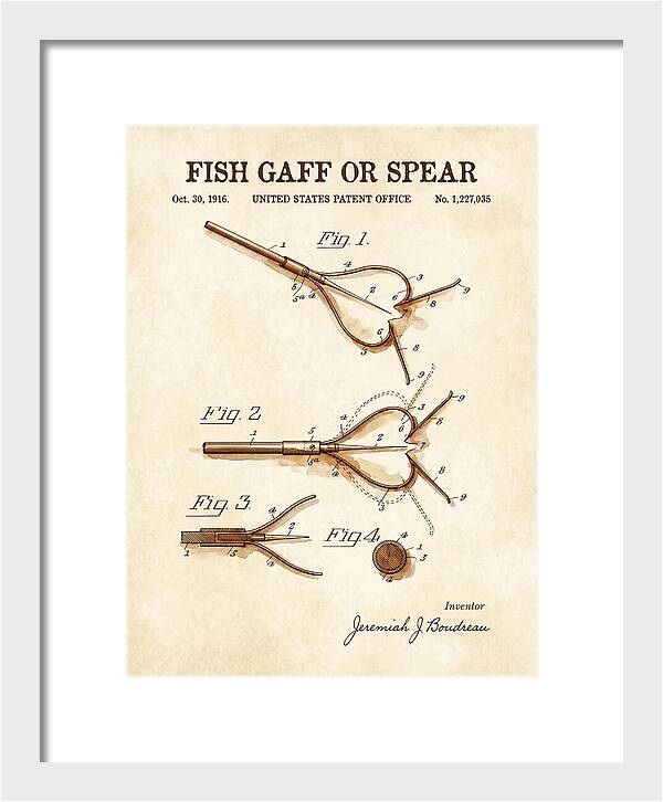 Fish Gaff Or Spear Watercolor Patent Us1227035a