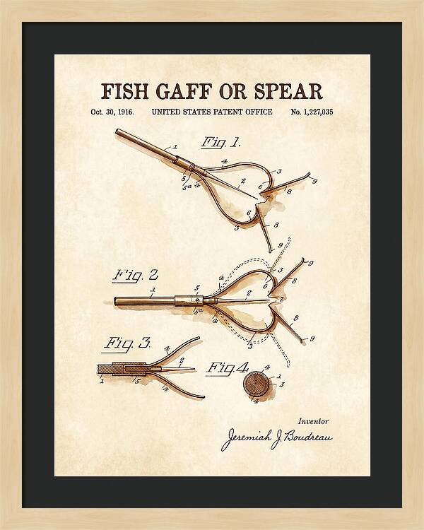 Fish Gaff Or Spear Watercolor Patent Us1227035a