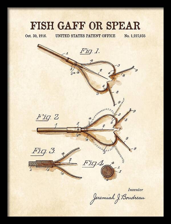 Fish Gaff Or Spear Watercolor Patent Us1227035a