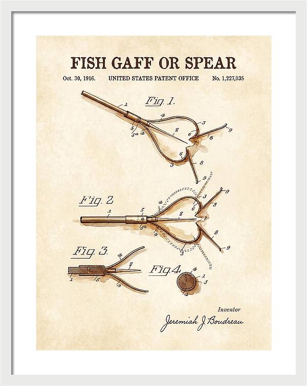 Fish Gaff Or Spear Watercolor Patent Us1227035a