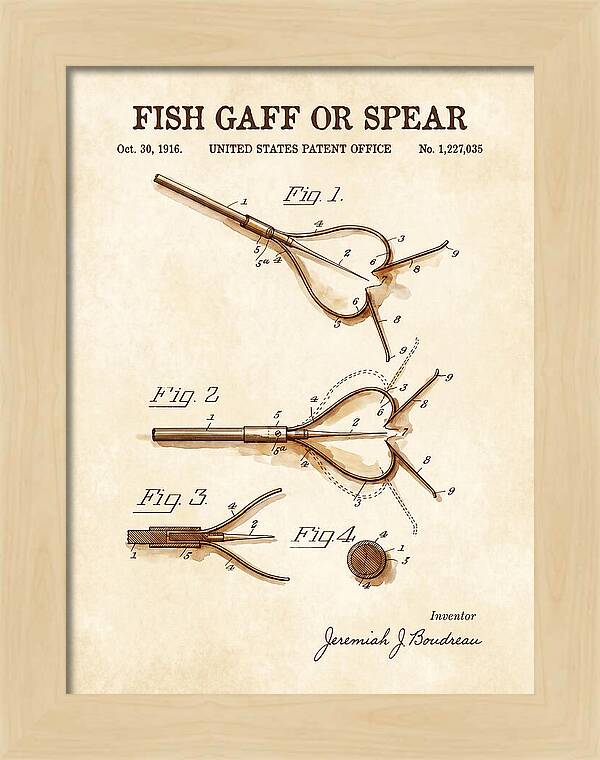 Fish Gaff Or Spear Watercolor Patent Us1227035a