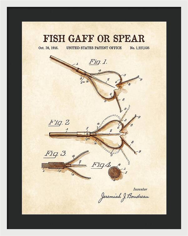 Fish Gaff Or Spear Watercolor Patent Us1227035a