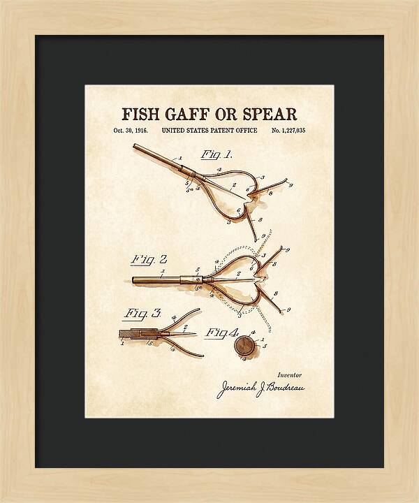 Fish Gaff Or Spear Watercolor Patent Us1227035a