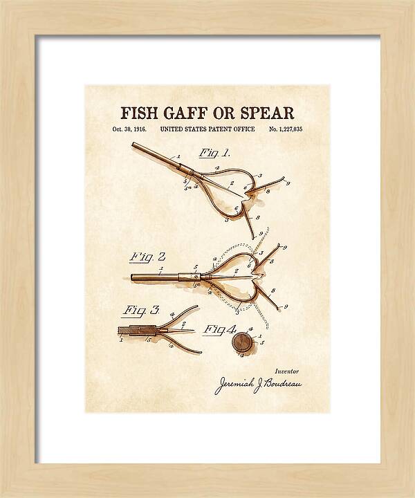 Fish Gaff Or Spear Watercolor Patent Us1227035a