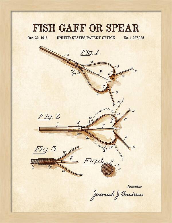 Fish Gaff Or Spear Watercolor Patent Us1227035a