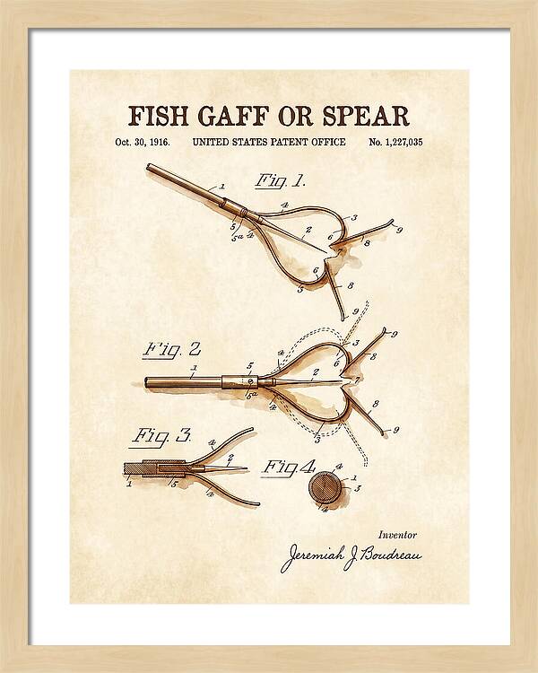Fish Gaff Or Spear Watercolor Patent Us1227035a