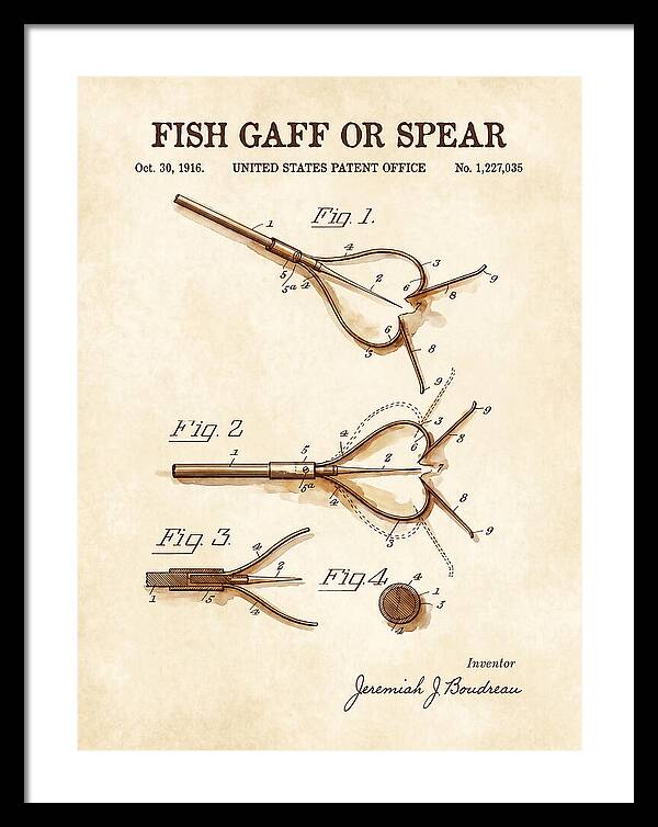 Fish Gaff Or Spear Watercolor Patent Us1227035a