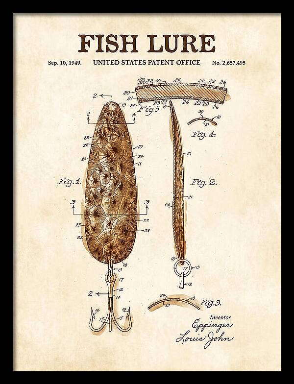 Fish Lure Watercolor Patent Us2657495a
