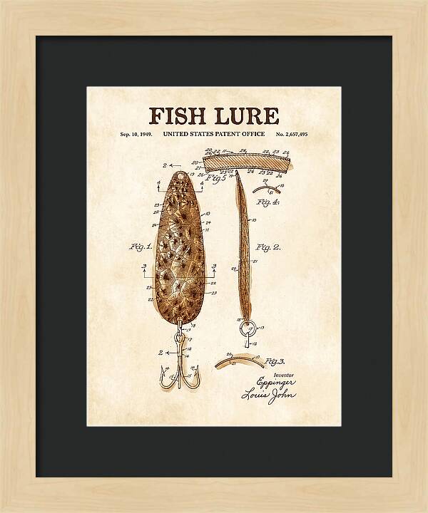 Fish Lure Watercolor Patent Us2657495a