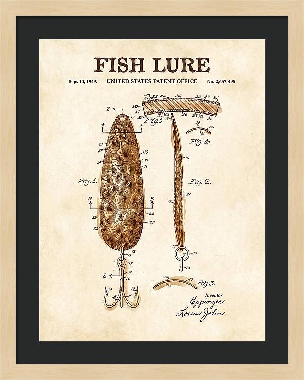 Fish Lure Watercolor Patent Us2657495a