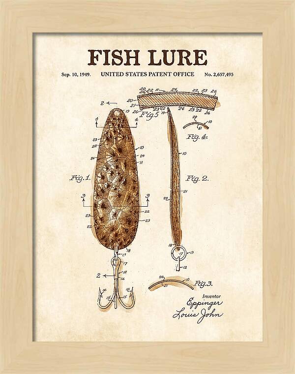 Fish Lure Watercolor Patent Us2657495a