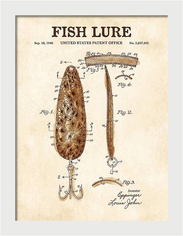 Fish Lure Watercolor Patent Us2657495a
