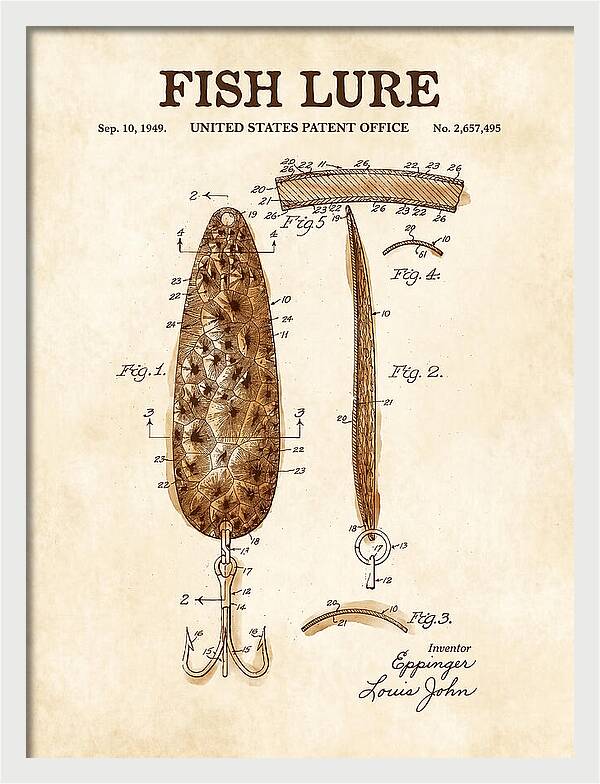 Fish Lure Watercolor Patent Us2657495a