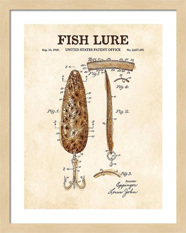 Fish Lure Watercolor Patent Us2657495a