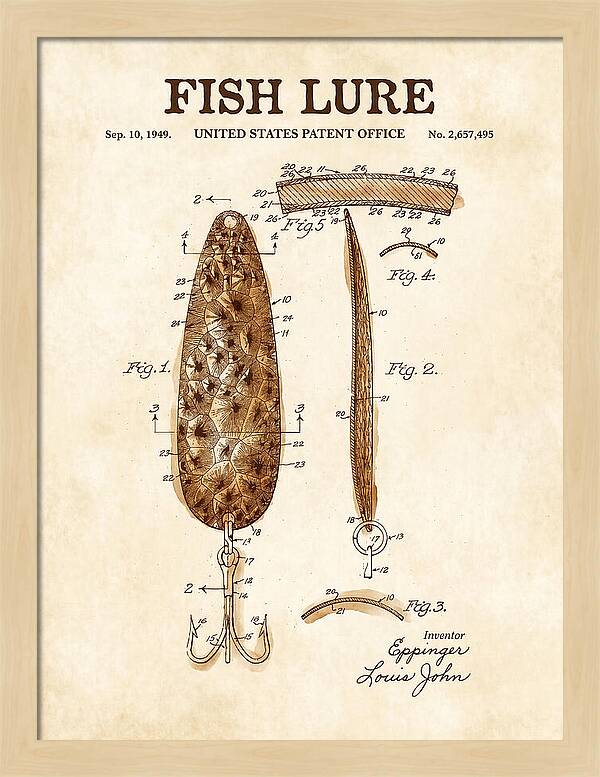 Fish Lure Watercolor Patent Us2657495a