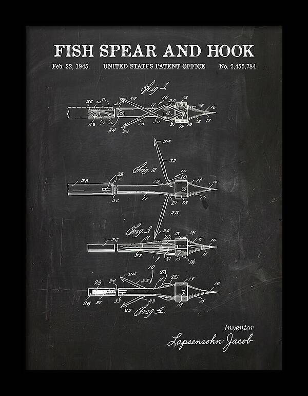 Fish Spear And Hook Chalkboard Patent Us2455784a