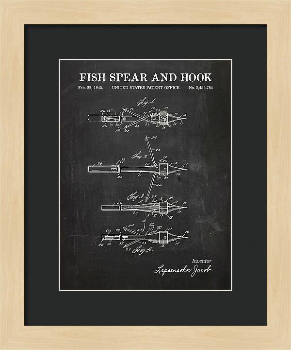 Fish Spear And Hook Chalkboard Patent Us2455784a