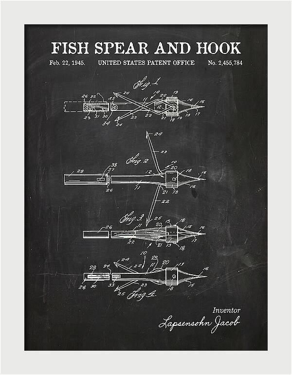 Fish Spear And Hook Chalkboard Patent Us2455784a
