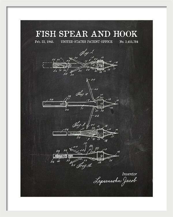 Fish Spear And Hook Chalkboard Patent Us2455784a