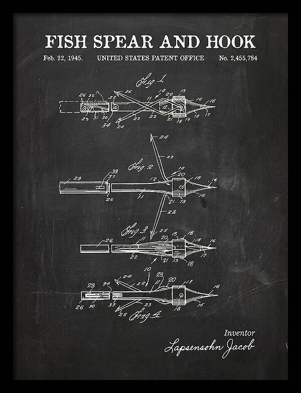 Fish Spear And Hook Chalkboard Patent Us2455784a