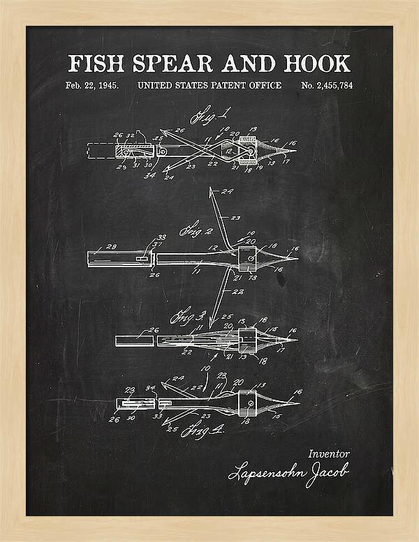 Fish Spear And Hook Chalkboard Patent Us2455784a
