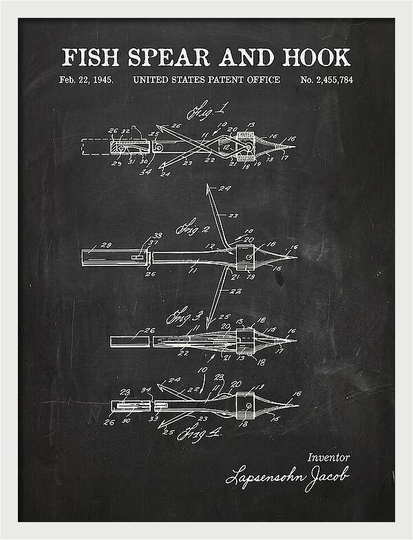 Fish Spear And Hook Chalkboard Patent Us2455784a