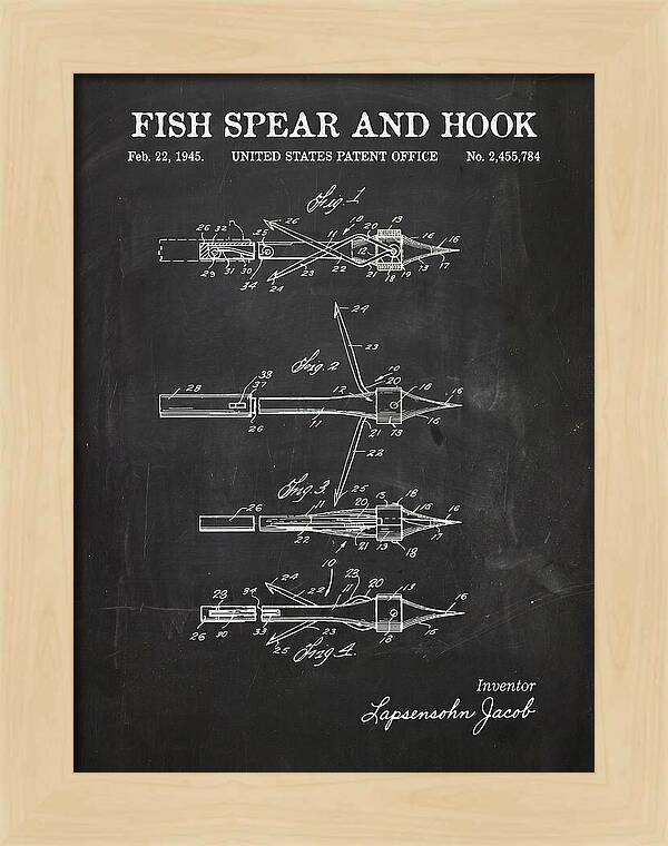Fish Spear And Hook Chalkboard Patent Us2455784a