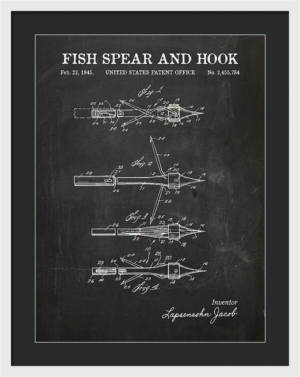 Fish Spear And Hook Chalkboard Patent Us2455784a