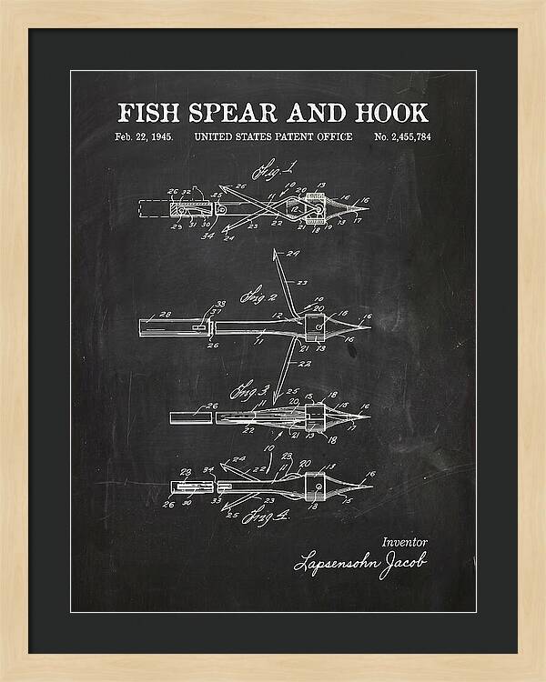 Fish Spear And Hook Chalkboard Patent Us2455784a