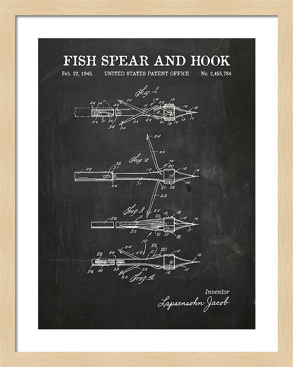 Fish Spear And Hook Chalkboard Patent Us2455784a