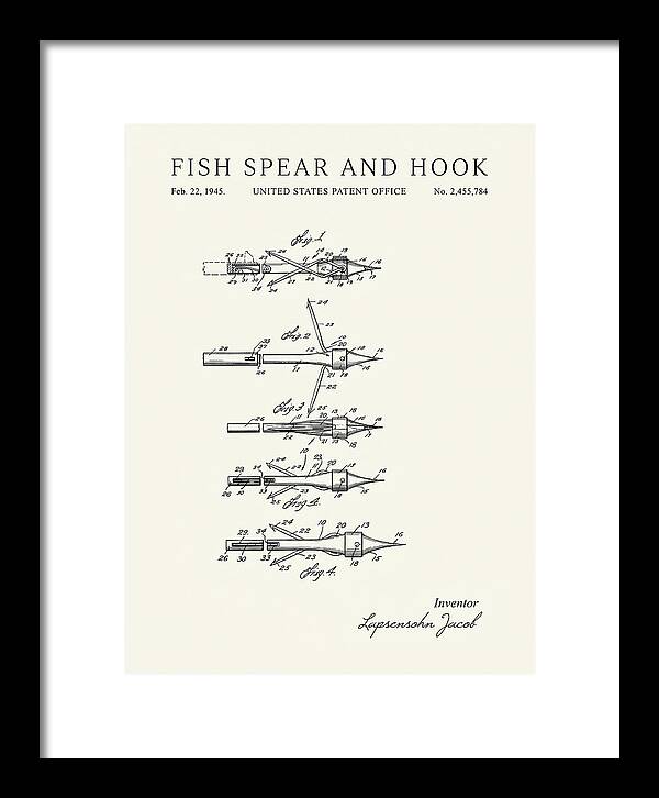 Fish Spear And Hook Minimalist Patent Us2455784a