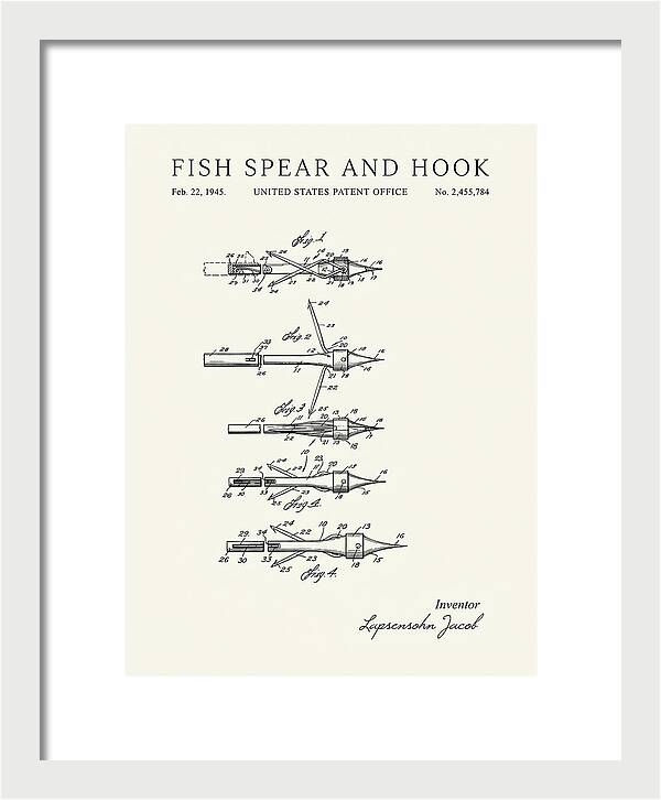 Fish Spear And Hook Minimalist Patent Us2455784a