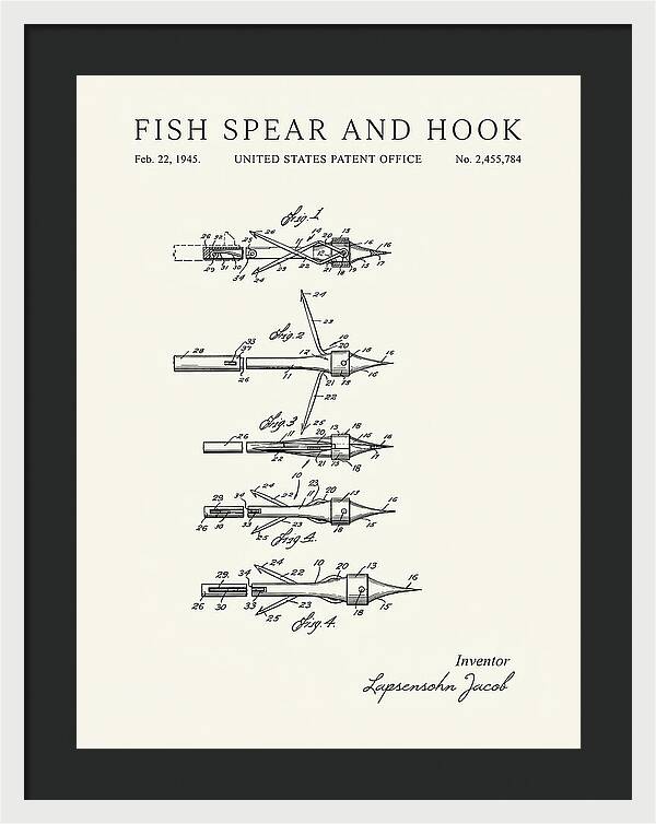 Fish Spear And Hook Minimalist Patent Us2455784a