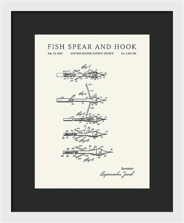 Fish Spear And Hook Minimalist Patent Us2455784a