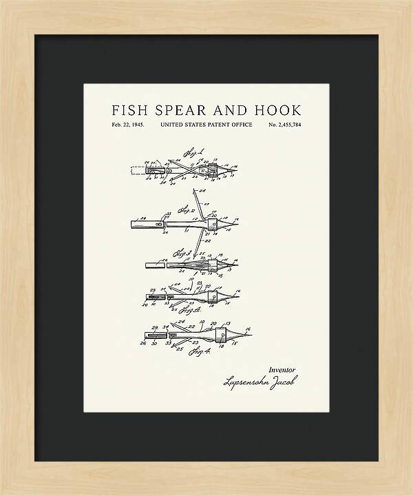 Fish Spear And Hook Minimalist Patent Us2455784a