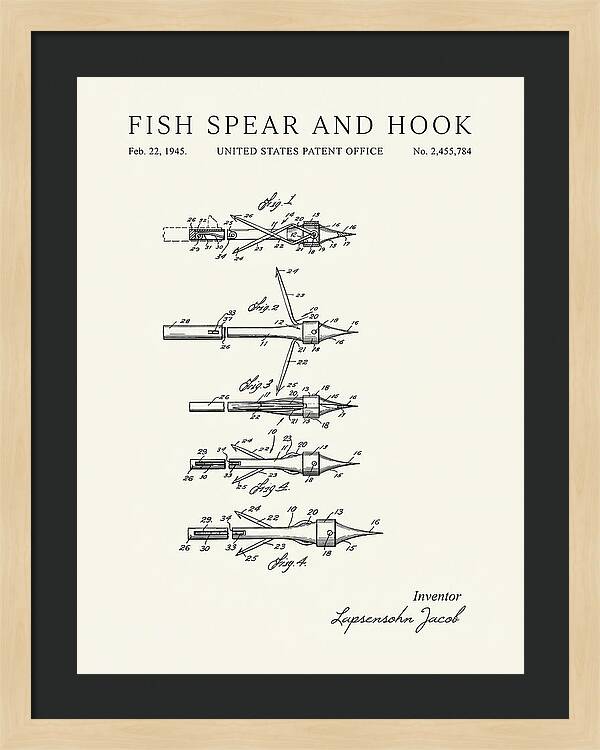 Fish Spear And Hook Minimalist Patent Us2455784a