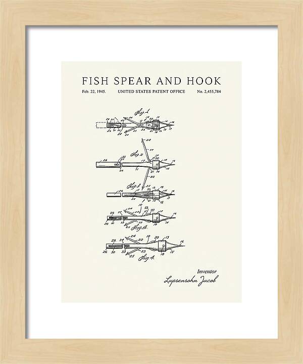 Fish Spear And Hook Minimalist Patent Us2455784a