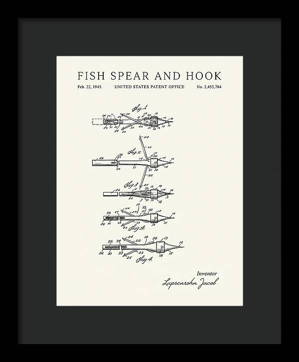Fish Spear And Hook Minimalist Patent Us2455784a