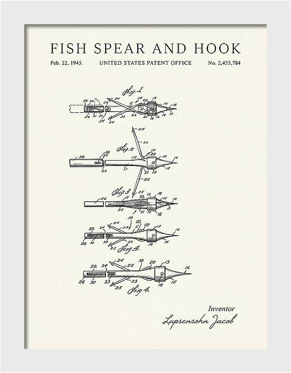 Fish Spear And Hook Minimalist Patent Us2455784a