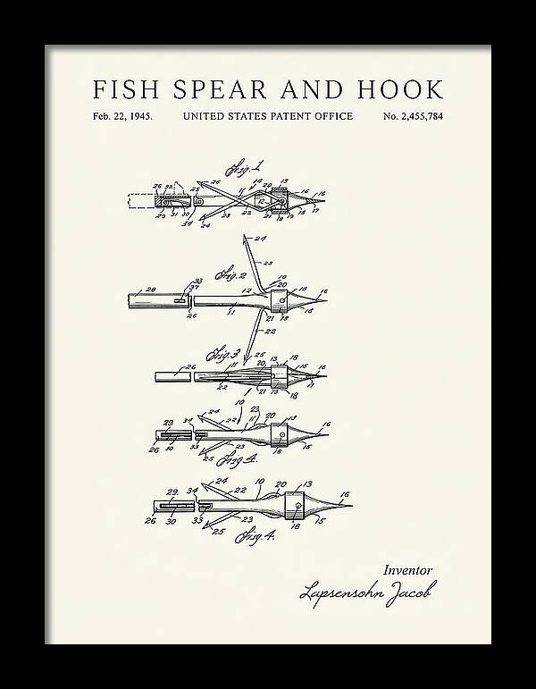 Fish Spear And Hook Minimalist Patent Us2455784a
