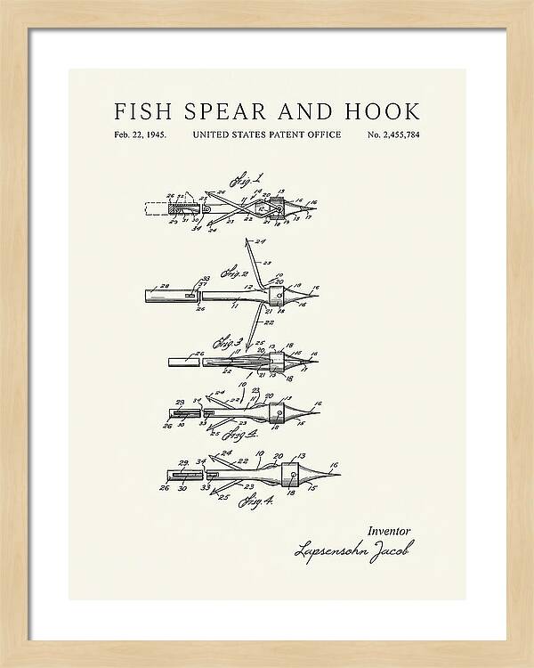 Fish Spear And Hook Minimalist Patent Us2455784a