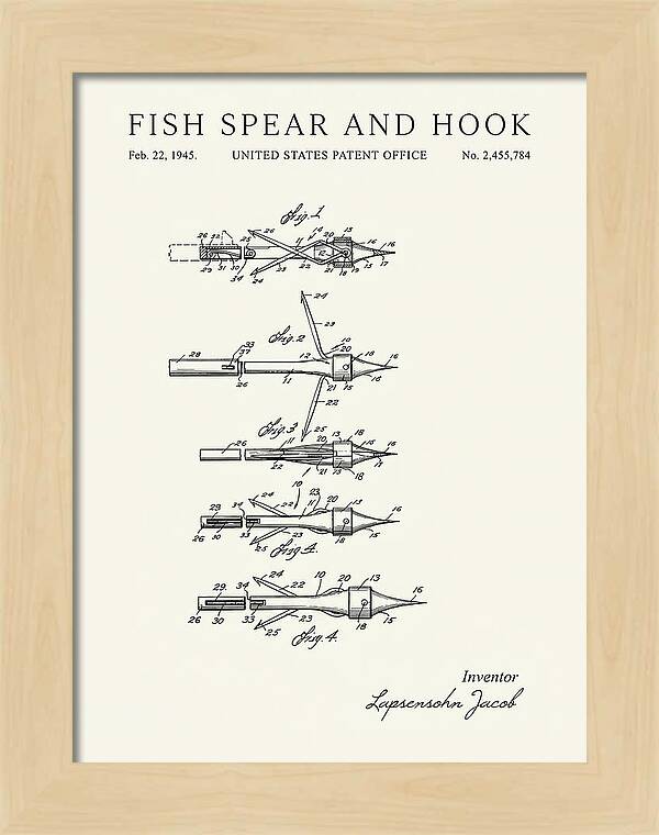 Fish Spear And Hook Minimalist Patent Us2455784a