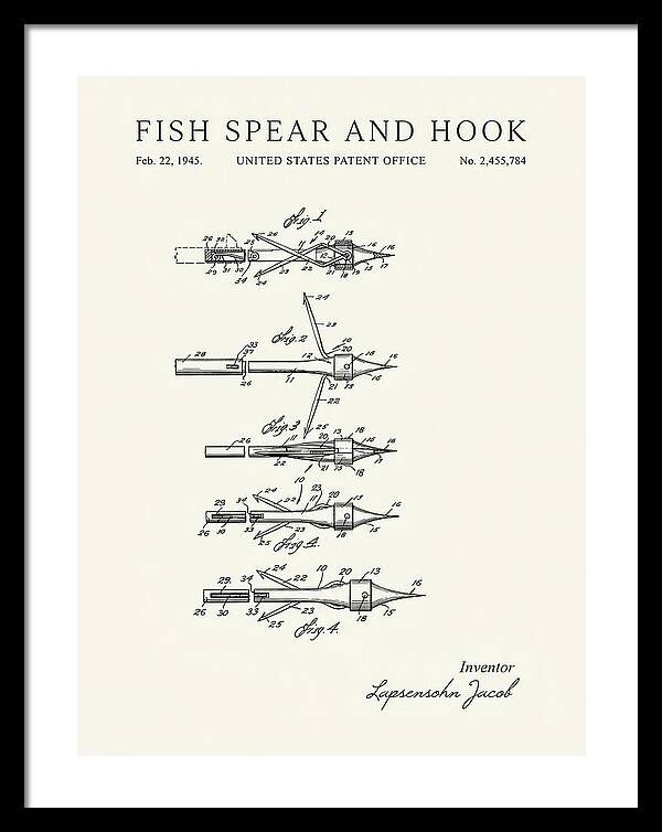 Fish Spear And Hook Minimalist Patent Us2455784a