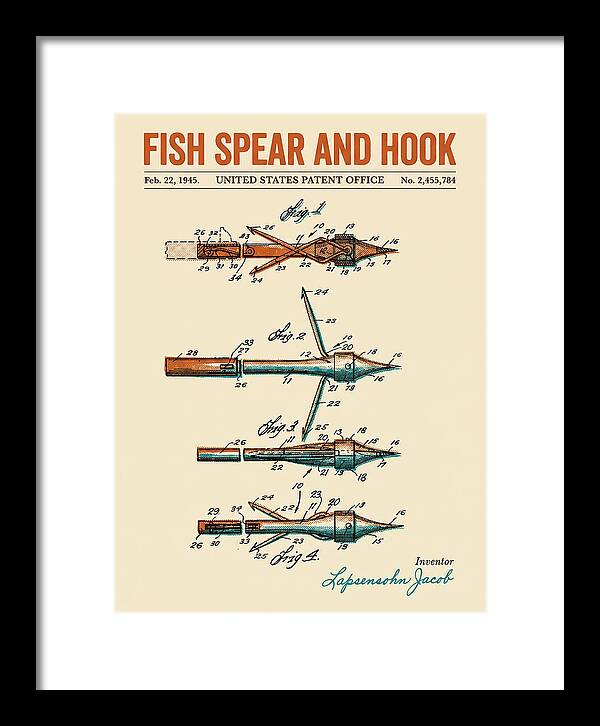 Fish Spear And Hook Retro Patent Us2455784a